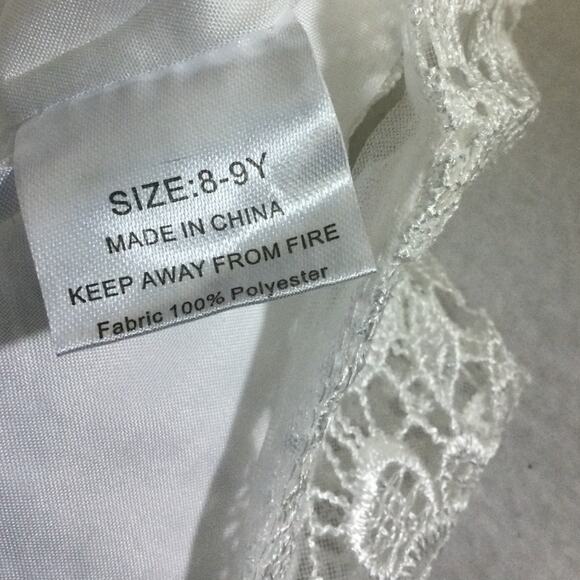 FLOWER GIRL PARTY DRESS SZ 8-9 Y white lace sleeveless communion baptism NEW B82 - Picture 5 of 7